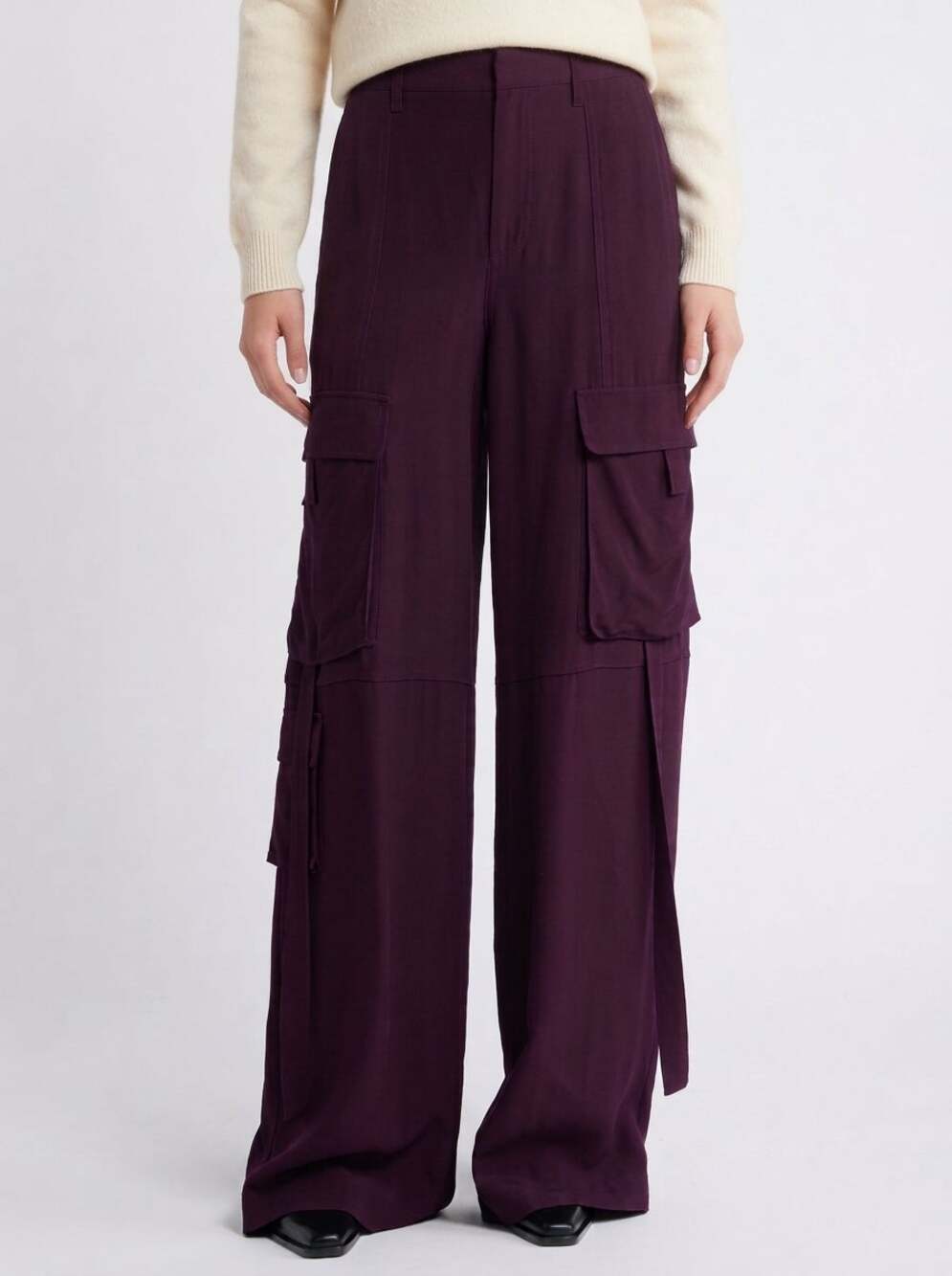 Frame High Waist Utility Cargo Pants, Purple/Plum, Size S